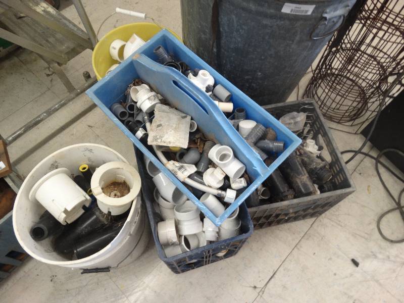 lot 2664 image: 4 totes of irrigation parts, totes included.