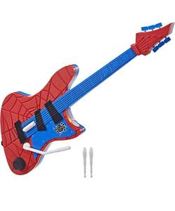 lot 3203 image: Spider-Man Marvel Across The Spider-Verse Spider-Punk Web Blast Toy Guitar with Whammy Bar Blast Action, Super Hero Toys for 5 Year Old Boys and Girls and Up