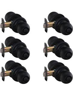 lot 3214 image: Copper Creek BK2030BC-6 Ball Door Knob, Privacy Function, 6 Pack, Black
