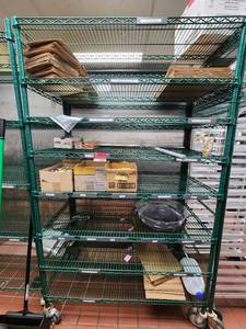 lot 10817 image: 8-Tier Green Epoxy Wire Shelving on Casters