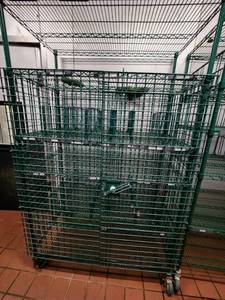 lot 10835 image: 6-Tier Green Epoxy Wire Shelving on Casters