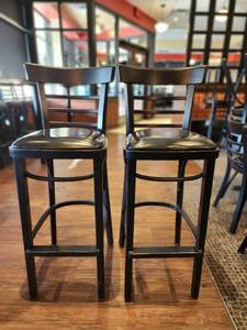 lot 37307 image: Lot Of 2 Black HPARK Seating Bar Height Chairs with Cushioned Seat
