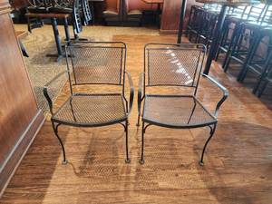 lot 37354 image: Lot of 2 Black Iron Out Door Chairs
