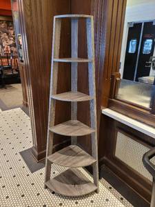 lot 37379 image: 6 Tier Grey Wooden Corner Shelf