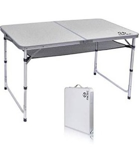 lot 15308 image: Nice C Card Table, Folding Camping Table Adjustable Height, Picnic, Outdoor, Portable Lightweight Aluminum, with Carry Handle for Beach, Picnic, Cooking, Festival, Indoor, Office (Medium)