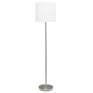 lot 15310 image: Simple Designs Brushed Nickel Drum Shade Floor Lamp White
