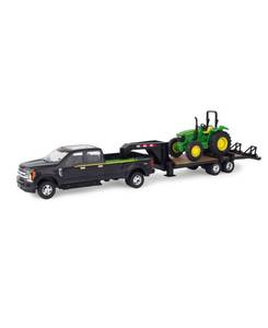 lot 15338 image: Tomy - Ertl Ford Pickup With Gooseneck Trailer And John Deere Tractor