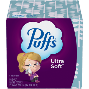 lot 15355 image: Puffs Ultra Soft Non-Lotion Facial Tissue, 10 Cubes, 56 Facial Tissues per Cube