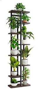 lot 15367 image: Wood 8 Tier 9 Potted Tall Plant Stand Metal Rack, YOCOMEY Multiple Flower Pot Holder Shelves Rack, Planter Shelf Display Rack Storage Organizer for Balcony Garden Indoor Outdoor Corner(Black)