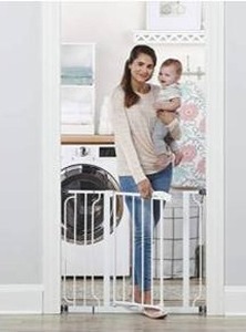 lot 20061 image: Regalo Easy Step 38.5-Inch Wide Walk Thru Baby Gate, Includes 6-Inch Extension Kit, 4 Pack Pressure Mount Kit, 4 Pack Wall Cups and Mounting Kit