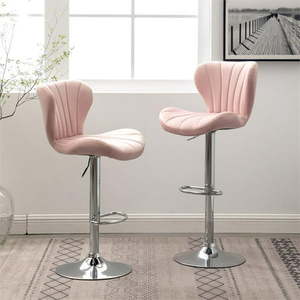lot 20063 image: Ellston Upholstered Adjustable Swivel Barstools in Pink(Set of 2)