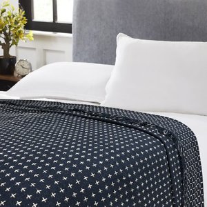 lot 20079 image: Melbourne Dot Navy Blue Cotton Blanket King