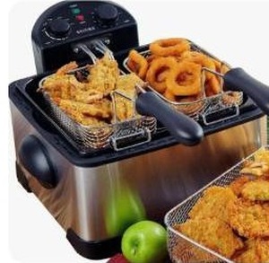 lot 20096 image: Secura 1700-Watt Stainless-Steel Triple Basket Electric Deep Fryer with Timer Free Extra Odor Filter