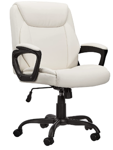 lot 15304 image: Classic Puresoft PU-Padded Mid-Back Office ComputerDesk Chair with Armrest Cream
