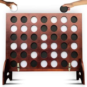 lot 15446 image: SWOOC Games - Giant Four in a Row (All Weather) Outdoor Game with Carrying Case and Noise Reducing Design - 60% Quieter - Jumbo Connect 4 Discs to Win - Oversized Yard Game for Kids Adults & Family
