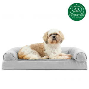 lot 15479 image: FurHaven Pet Products  Orthopedic Plush & Suede Sofa Pet Bed for Dogs & Cats Gray Medium