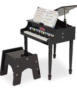 lot 15490 image: Melissa & Doug Learn-To-Play Classic Grand Piano With 30 Keys, Color-Coded Songbook, and Non-Tip Bench 23.5 x 22.2 x 10