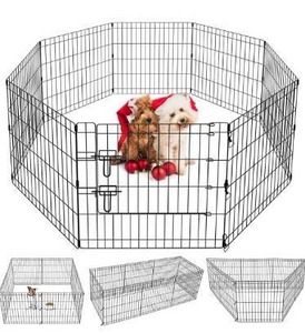 lot 15509 image: Puppy Pet Playpen 8 Panel 24 Inch Indoor Outdoor Metal Portable Folding Animal Exercise Dog Fence Ideal for Pet Animals Dog Cat Rabbit Breed Puppy