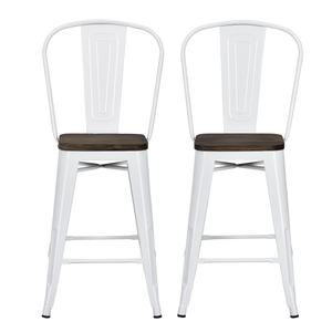 lot 15519 image: Woven Paths Luxor 24 Metal Counter Stool White Set Of 2