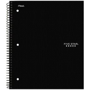 lot 15532 image: Five Star 170 sheet College Ruled 1 Subject Spiral Notebook Black 2 Notebooks