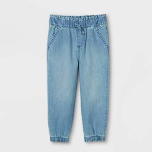 lot 15539 image: 5 Pairs Toddler Girls Mid-Rise Woven Denim Jogger Pants - Cat & Jack Medium Wash 3T, Medium Blue