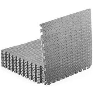 lot 15547 image: ProsourceFit Puzzle Exercise Mat, EVA Foam Interlocking Tiles Protective Flooring for Gym Equipment and Cushion for Workouts, Grey 48 Square Feet, 12 Grey 2-Pack