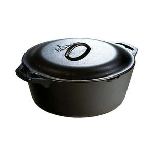 lot 15554 image: Lodge 7 Quart Pre-Seasoned Cast Iron Dutch Oven. Classic 7-Quart Cast Iron Pot with Lid and Dual Handles for Slow Cooking.