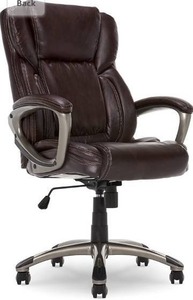 lot 20112 image: Executive Office Adjustable Ergonomic Computer Chair with Layered Body Pillows, Waterfall Seat Edge, Bonded Leather, High-Back, Brown