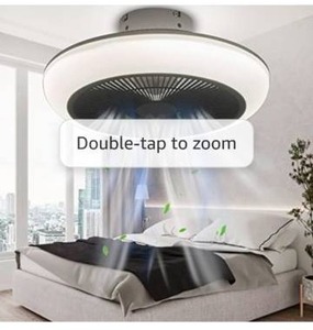 lot 20122 image: NFOD Ceiling Fans with Lights,18in Modern Enclosed Low Profile Ceiling Fans,72W Indoor Flush Mount,3 Colors 3 Speeds Dimmable Ceiling Fan with Remote Control,Smart Timing,for Kids Room, Bedroom