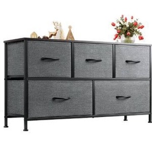 lot 20140 image: Dresser for Bedroom with 5 Drawers, Wide Chest of Drawers, Fabric Dresser, Storage Organizer Unit with Fabric Bins for Closet, Living Room, Hallway, Nursery, Dark Grey