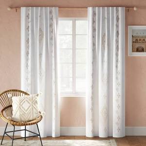 lot 20145 image: 63x50 Amira Printed Blackout Curtain Panel Sand - Opalhouse