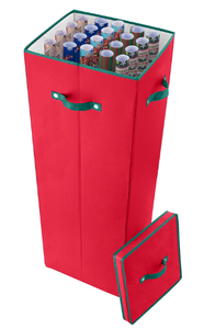 lot 20129 image: Wrapping Paper Storage Box-Holds 20 Rolls of 40 Gift Wrap-Upright Container, Lid, Dividers & Handles-For Holiday & Christmas Wrap by Elf Stor (Red), 5072 Red 40