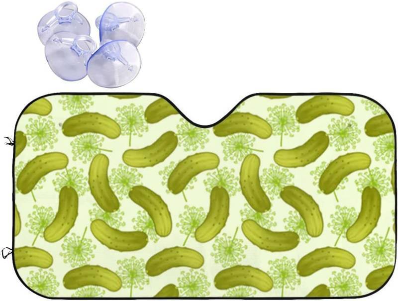 lot 38002 image: Sushi Dill Pickles Print Car Windshield Sun Shade for Car Truck SUV Blocks Uv Rays Sun Visor Protector Sunshade