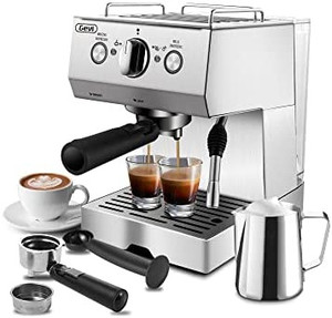 lot 15544 image: Espresso Machines 15 Bar with Adjustable Milk Frother Wand Expresso Coffee Machine for Cappuccino, Latte, Mocha, Machiato, 1.5L Removable Water Tank, Double Temperature Control System, 1100W, Black