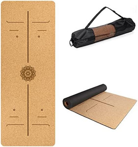 lot 15547 image: foriy Cork Yoga Mat Luxury Natural Cork Rubber Yoga Mat Sweat Proof Exercise Mat Durable Soft Non-slip Fitness Mat for Hot Yoga, Workouts, Ashtanga, Pilates Premium Yoga Mat with Storage Bag 72(L)x 27(W)