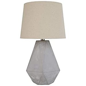 lot 15568 image: Brand � Rivet Mid Century Modern Diamond Cut Concrete Bedside Table Desk Lamp With Light Bulb - 20 Inches (B07374SBFM)