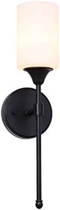 lot 15576 image: XiNBEi Lighting Wall Sconce, Bathroom Vanity Light with Glass, Wall Fixture Matte Black Finish for Bathroom