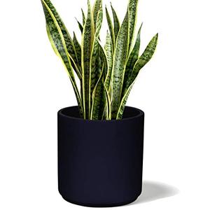 lot 25683 image: Elly Dcor 10 inch Fiberstone Planter Drainage Hole and Plug,Round Cylinder Pot, Ultra Lightweight Flower Pot ,10 inch, Black