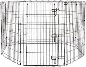 lot 25688 image: Foldable Metal Pet Dog Exercise Fence Pen With Door Gate - 60 x 60 x 36 Inches, Black (B0758FX7MJ)