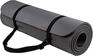 lot 25720 image: Everyday Essentials 12-Inch Extra Thick High Density Anti-Tear Exercise Yoga Mat with Carrying Strap, Gray (B087R9Y6J4)