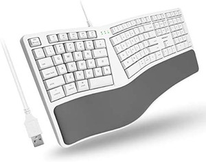 lot 25726 image: Macally Ergonomic Mac Wired Keyboard with Wrist Rest - Natural and Comfortable Ergonomic Keyboard Mac, Compatible Apple Keyboard with Numeric Keypad - Ergo Split Keyboard for Mac MacBook ProAir iMac