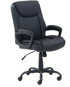 lot 35673 image: Classic Puresoft PU-Padded Mid-Back Office ComputerDesk Chair with Armrest Cream