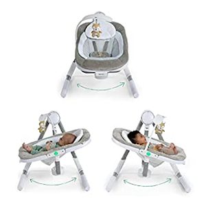 lot 35683 image: Ingenuity AnyWay Sway USB PowerAdapt Dual-Direction Portable Baby Swing in Ray, Ages 0-9 Months