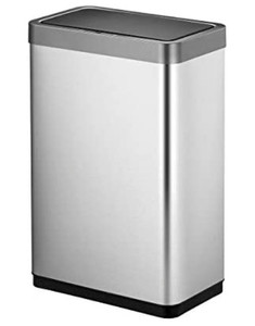 lot 45554 image: EKO Mirage X 80 Liter  21.1 Gallons Motion Sensor Trash can, Brushed Stainless Steel