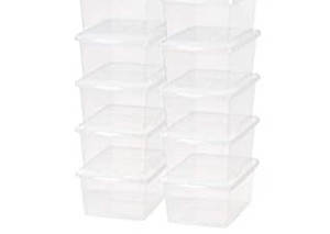 lot 45557 image: IRIS USA 17 Qt. Lite Plastic Storage Bin Tote Organizing Container with Latching Lid, Great use for storing, Stackable and Nestable, 10 Pack, Clear (B07PJ11GG5)