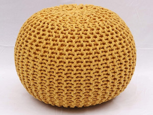 lot 45560 image: Hand-Woven Cotton Pouf  100% Cotton  Footrest  Cover with Filling  Floor Chair  for Living Room, Bedroom, Kids Room  Small Furniture  IndoorOutdoor Pouf, Yellow � Woven St.