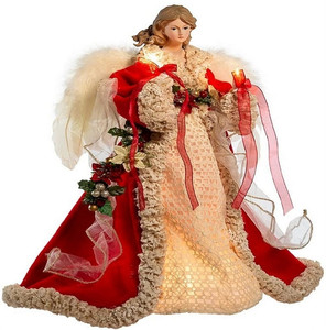 lot 45563 image: Kurt Adler UL2218 10-light Red and Ivory Angel Lighted Treetop