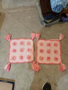 lot 2377 image: pair crocheted 12 pillow cvers