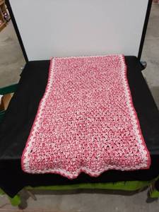 lot 2378 image: pinkwhite crocheted table runner child afghan