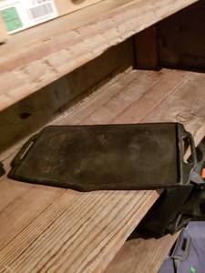 lot 2420 image: double sided cast iron griddle